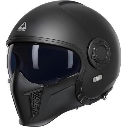 TRIANGLE Full Face Motorcycle Helmets,Off-Road Motocross Helmet for Men & Women,Dual Visor with Internal Tinted Sunshield,Open Face kids medium 57-58cm Racing Helmet DOT Approved(Black-m