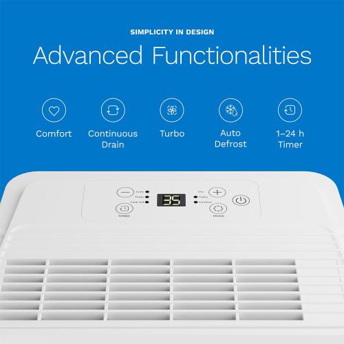 WHITE hOmeLabs 1,000 Sq. Ft Portable Dehumidifier - Ideal for Home Bedroom, Bathroom, Office and Small Sized Rooms - Ultra Quiet, Compact with Drain Hose Included - 8 pint