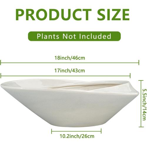 18 Inch Ceramic Bonsai Planter Pot with Drainage Hole, Glazed Large Plant Pot Succulent Planter for Indoor and Outdoor Plants Gray