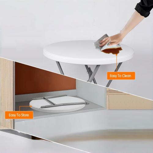 2PCS Cocktail Table 28in Folding Round High Top Indoor Outdoor with Removable Legs, Tall Bistro Foldable Bar Height Table for Parties, Patio, Backyard, Dining, Wedding, White