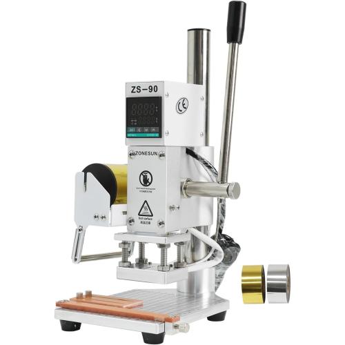 5x7cm Digital Embossing Machine Hot Foil Stamping Machine Manual Tipper Stamper for PVC Leather Pu and Paper Stamping with Paper Holder and Scale