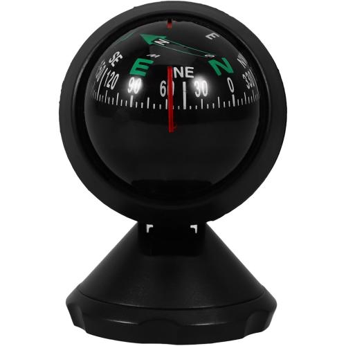 Homoyoyo Adjustable Car Compass with Stick-On Base | Universal Dashboard Navigation Tool for Cars, Boats & Outdoor Hiking | Bubble Ball Design Direction Guidance Accessory (Black, 2.5 Inch)