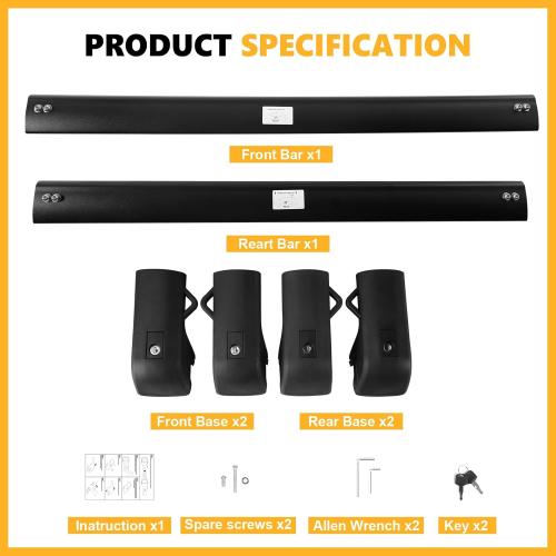 220lbs Lockbale Roof Rack Cross Bars Compatible with Volkswagen VW Tiguan 2018-2024 (Not for Limited) & Taos 2022-2024, Heavy Duty Anti-Theft Aluminum Roof Rails Crossbars Rooftop Cargo Bars