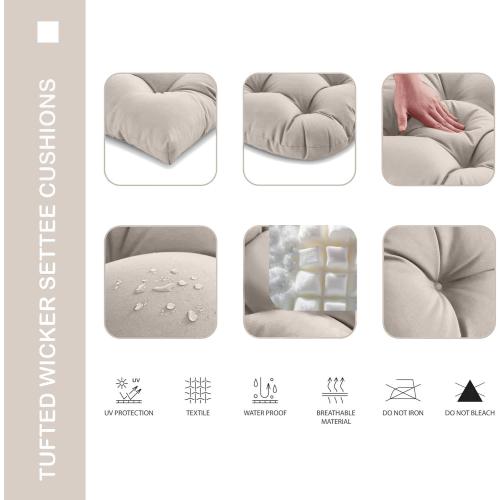 Outdoor Chair Cushions Set of 2, Seat Pads for Patio Wicker Chairs Garden Dining Chair, Indoor Outside Use, Fade-Resistant & Waterproof, Taupe