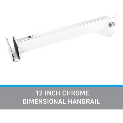 SSWBasics 12 inch Chrome Dimensional Hangrail Bracket for Slotted Standards - 1 inch slots 2 inch on center - Pack of 4