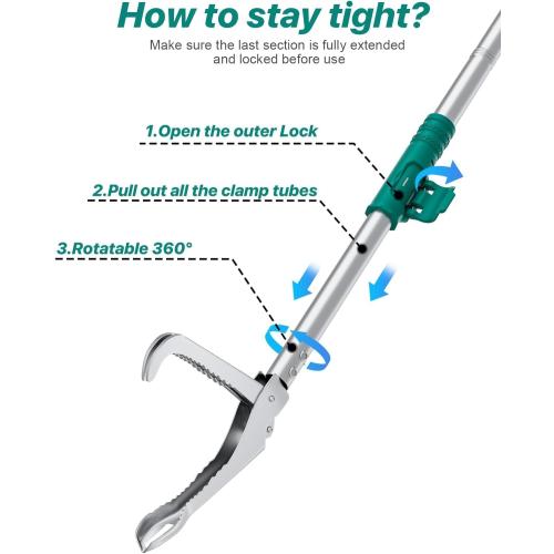 90 Snake Grabber Tool, Heavy Duty Snake Grabber with Long Reach | Professional Snake Tongs for Camping, Garden, Outdoor & Emergency Use
