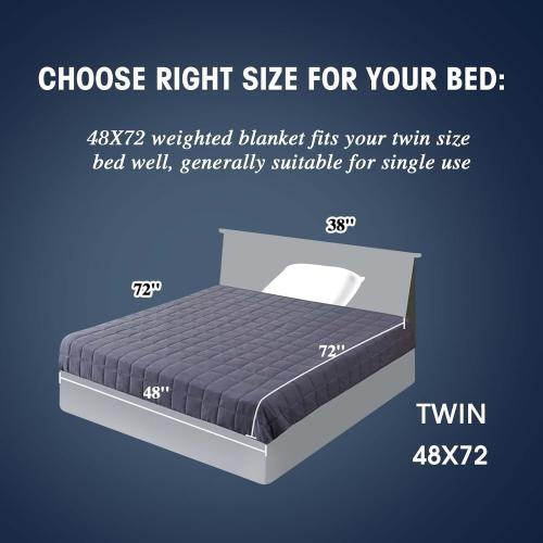 yescool Weighted Blanket for Adults (12 lbs, 48 x 72, Grey) Cooling Heavy Blanket for Sleeping Perfect for 110-130 lbs, Twin Size Breathable Blanket with Premium Glass Bead, Machine Washable