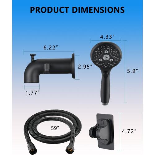 Bathtub Faucet with Sprayer, Tub Spout with Diverter Fits Threaded 1/2 or 3/4 IPS,Matte Black