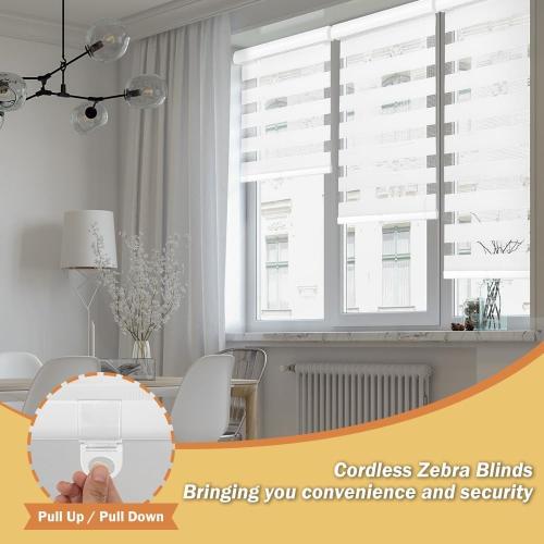 Cordless Zebra Blinds for Windows, 18 W x 72 H Zebra Roller Shades with Valance Free Stop Zebra Roller Shades, Light Control Window Treatments Dual Layer Sheer Blinds for Day and Night