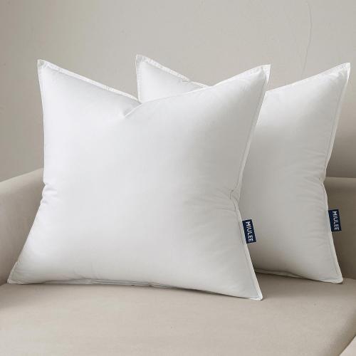 MIULEE 24x24 Throw Pillow Inserts,Set of 2 Decorative Pillow Inserts with Soft Cotton Cover,Fluffy and Cozy Indoor Square Sofa Couch Pillow Inserts White