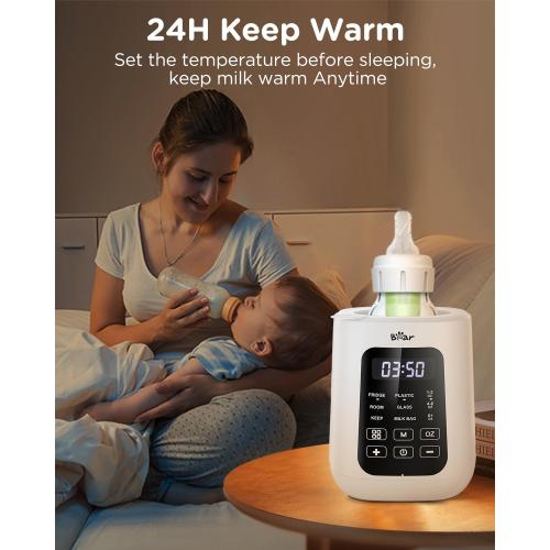 Bear Baby Bottle Warmer, Fast Warming Breast Milk Formula, White | Newborn Essentials, Time Temp Control, Automatic Shut Off, at Home Use, Water Bath Heating, Compatible with Baby Bottles