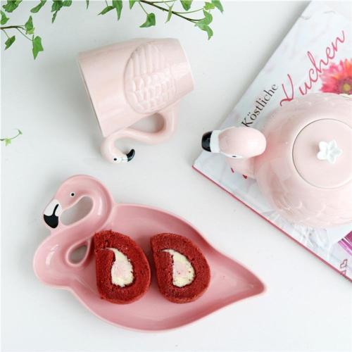 Flamingo Ceramic Coffee Mug, Pink Tea Cup, 15 oz