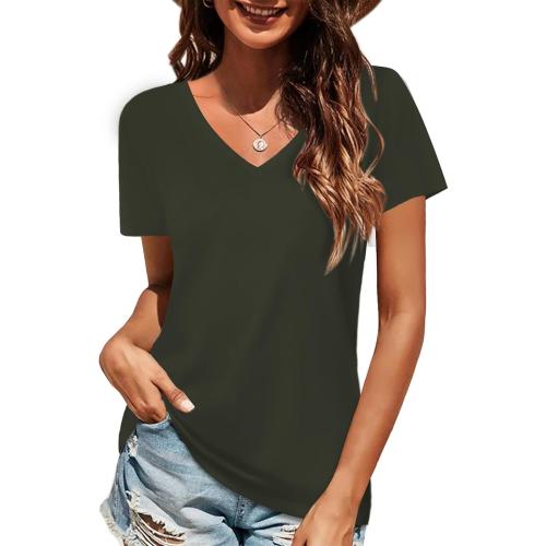 Size XXL Women Shirts V Neck Short/Long Sleeve Cotton Tops T-Shirt Basic Tees
