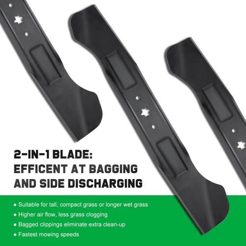 Cub Cadet 46 inch Mower Blades for 942-04244A MTD Cub Cade XT1 XT2 LT46 LTX1045 LTX1046 RZT L46 46 Deck Lawnmower Replace for 942-04290 942-04244 742-04244 High-Lift (2 Pack)