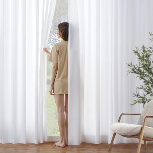 MIULEE White Privacy Sheer Curtains That Let Light in 102 Inches Long Non-See-Through Semi Sheer Curtains Light Filtering Window Drapes for Living Room Bedroom 2 Panels Set