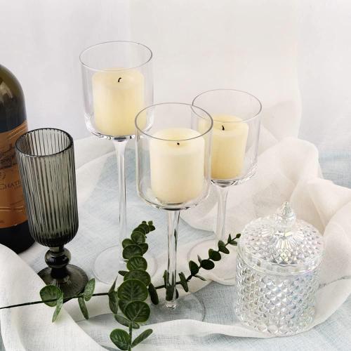 10 Sets (30 Pcs) Candlestick & Tealight Candle Holders Tall High Elegant Clear Glass Tealight Holder Suitable for Candles Under 6cm (2.36) in Diameter Fit Home Party Wedding Table Centerpiece Decor