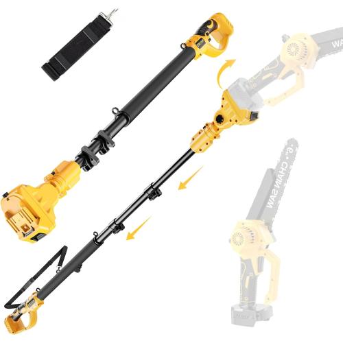 Mini Chainsaw Cordless Extension Pole Compatible with Dewalt 20V Battery(Tool Only), 4.2-8.2FT Adjustable Telescopic Pole with 180°Rotating Head, Extension Pole with Shoulder Strap