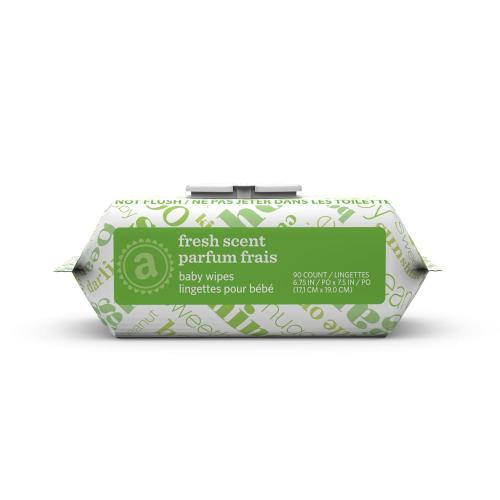 Amazon Elements Baby Wipes, Fresh Scent, Flip-Top Packs, Alcohol-Free, With Cucumber and Aloe, 810 Count, 9 Packs of 90
