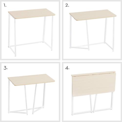 Size 31.5 WOHOMO Folding Desk, Small Foldable Desk 31.5 for Small Spaces, Space Saving Computer Table Writing Workstation for Home Office, Easy Assembly, Oak