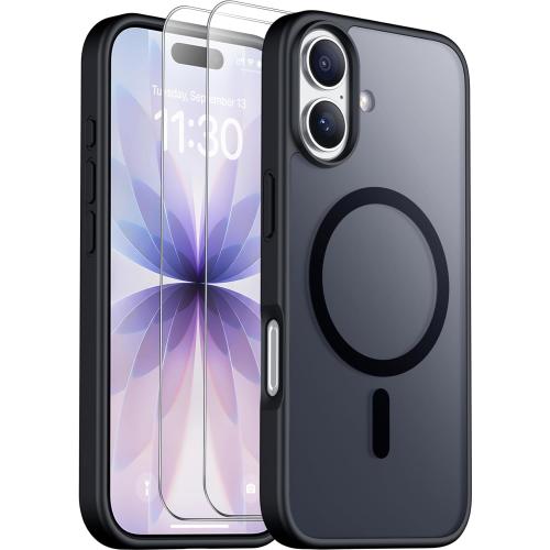 SPIDERCASE Only Designed for iPhone 17 Case, Magnetic Translucent with [2PCS Tempered Glass Screen Protector] [Military Grade Drop Protection] Anti-Fingerprint Case Just for iPhone 17 6.3, Black