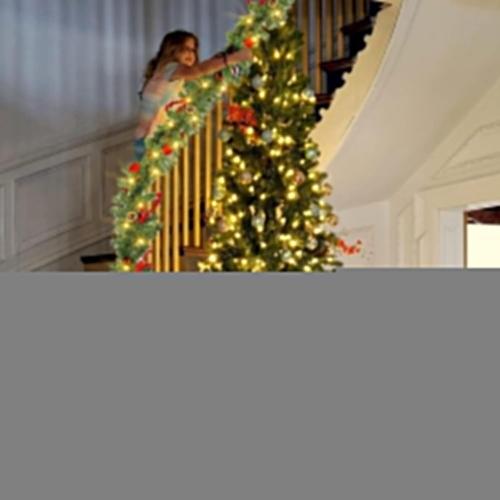 Nerosun 9FT Christmas Garland with 50LED Lights, 2 Pack Battery Operated Prelit Garland Christmas Decorations Timer 8 Mode, Artificial Outdoor Christmas Garland Greenery Pinecone for Indoor Decor