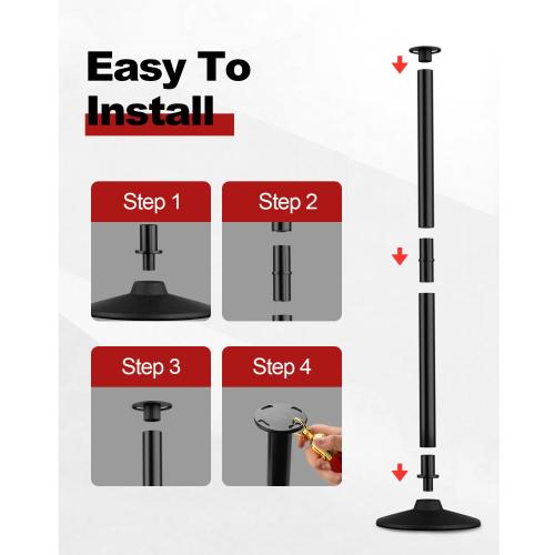 RoadHero Plastic Stanchion Post, Red Carpet Ropes and Poles with Weighted Base, Velvet Rope Barrier for Crowd Control, Party and Movie Theater, 2 PCS