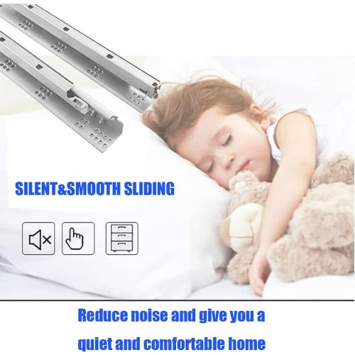 1 Pairs of 21 Inch Soft Close Undermount Drawer Slides Full Extension Concealed Drawer Rails with Mounting Screws,3D Locking Device and Brackets