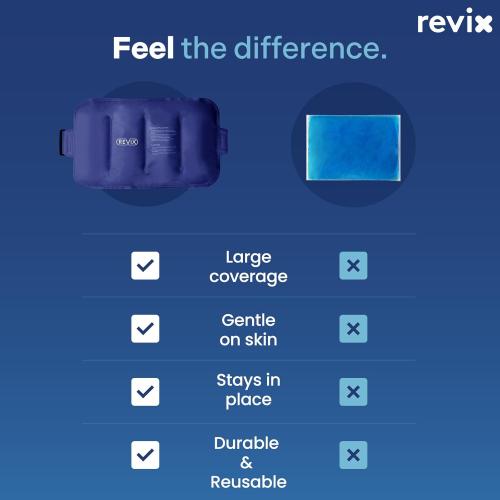 REVIX Ice Pack for Injuries Reusable Gel for Lower Back, Cold Packs for Back Shoulder, Elbow, Hip, Leg, Wrap Around Entire Knee, Soft Cold Compress,16 × 9 Navy