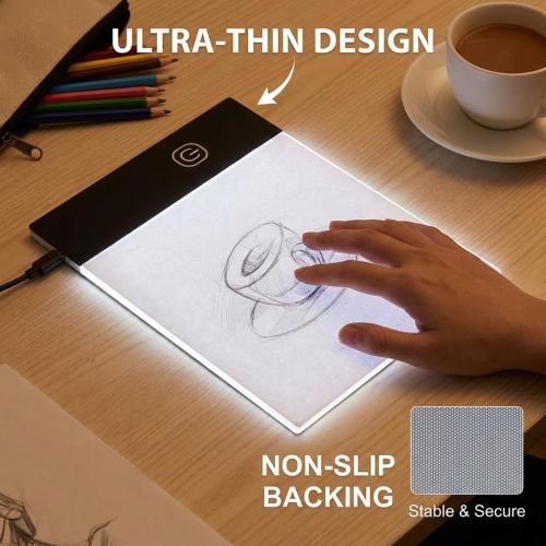 LED Light Board Mini A6 Portable Tracing LED Copy Board Light Box, Drawing Box Flip Book Kit Tablet Paint Pad, Eye Protective Adjustable Light Box 3.3 x 5.1in
