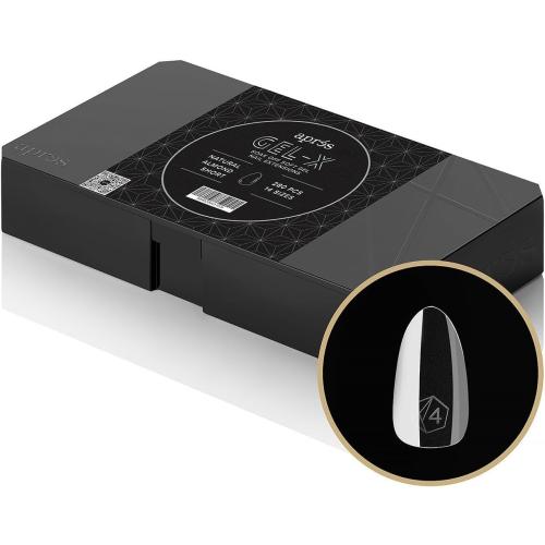 Aprés Gel-X® Almond Box of Nail Tips | 280 Gel-X Tips, Soft Tips, 14 Sizes 00-9 | Half-sizes Included (Natural Almond Short, 280 Count)