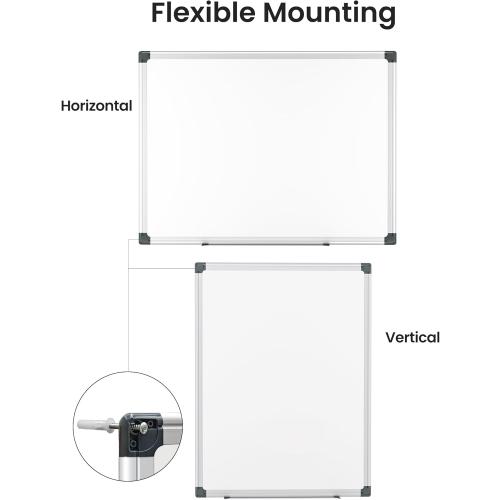 VUSIGN Magnetic White Board 36 x 48 with 1 Dry-Erase Eraser, 2 Multicolor Marker, 4 Magnetic Pins, Sliver Reinforced Aluminum Frame for Office, Home, School