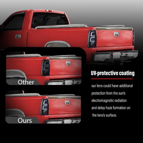 DOTCOM LED Tube Tail Lights Assembly w/light Bar Pair Fit Chevy Silverado 1500 2500 & HD 1999-2002/Fit GMC Sierra 1500 2500 & HD 1999-2006 Rear Lamps, Smoke Lens Black Housing Luces Traseras