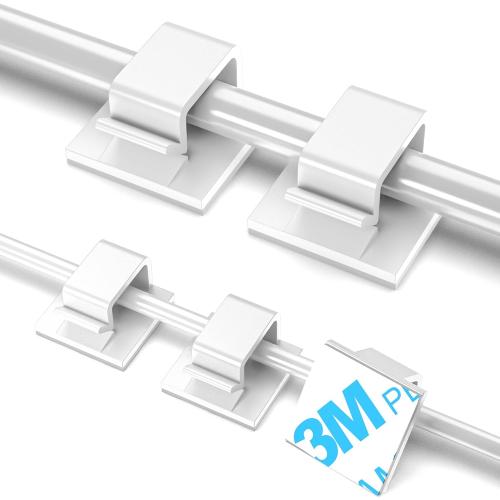 100 PCS Adhesive Cable Clips White (Small & Large), Upgraded Wall Wire Holder for Cord Organizer Cable Management, Outdoor Light Clips Hooks for LED, Car Dash Cam, HDMI, Extension Cord