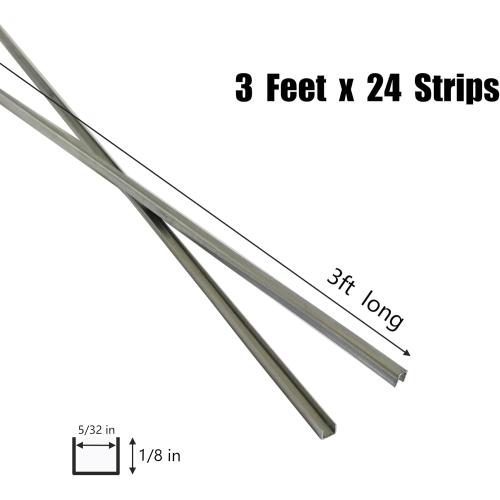 1/8 U Zinc Came for Stained Glass Works Framing, 72ft U Channel Zinc Came (3ft x 24)