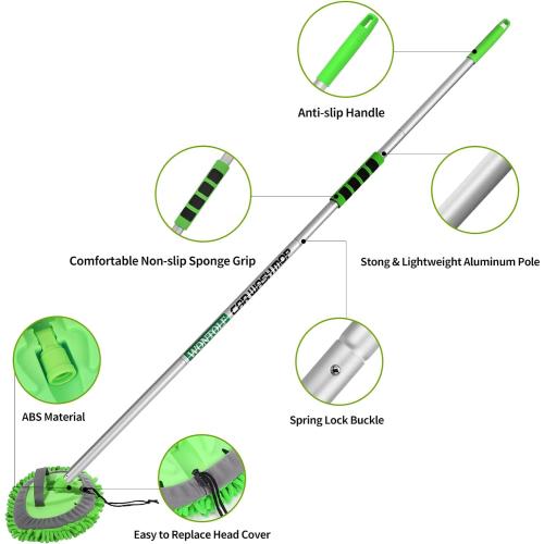 62'' Car Wash Brush with Long Handle Chenille Microfiber Car Wash Mop Mitt Car Cleaning Kit Windshield Window Squeegee Car Duster Microfiber Towels Wheel Tire Brush for Cars RV Truck Boat