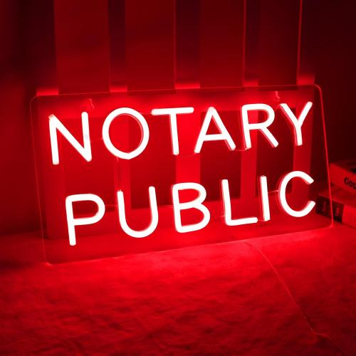 Notary Public Neon Sign,Inform of Business Services Provided of Notaries,Easy Hanging on Wall,5V USB Power Supply.16 * 8inches.