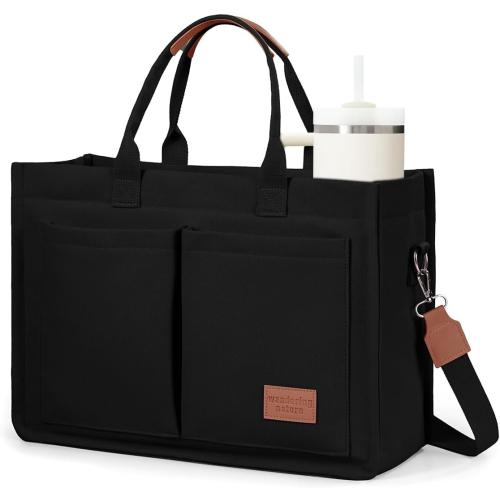 Fiotetto. ......Wandering Nature Women's Canvas Tote Bag, Laptop Work Bag with 2 Cup Holders, Shoulder Bag for Nurse and Teacher.