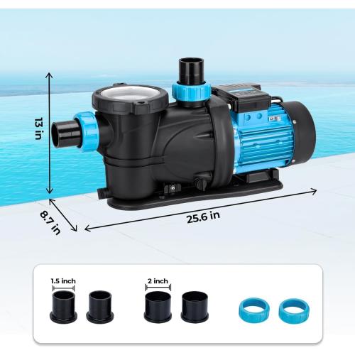 In/Above Ground Pool Pump, High Flow Powerful Self Priming Pool Pump, 2.2HP 6950 GPH 220V
