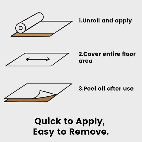 ADHES Floor Protection Film 24” x 200’ – Heavy Duty Self-Adhesive Floor Protector, Waterproof, Anti-Slip, Plastic Film for Hardwood, Tile, Vinyl, and Marble Floors