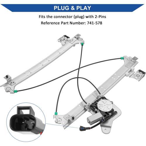 Obaee 741-578 Rear Driver Side Power Window Regulator with Motor Assembly Compatible with 2000-2007 Chevy Silverado/Tahoe/Suburban/Avalanche 1500 2500 3500, Cadillac Escalade, GMC Yukon XL/Sierra