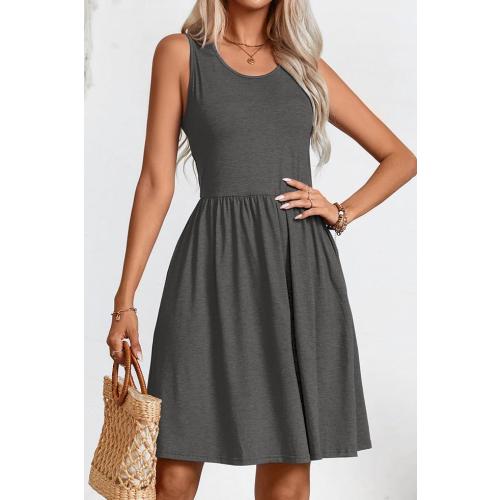 Size XL Womens Summer Tank Dress Sleeveless Casual High Waist A-line Beach Sundress