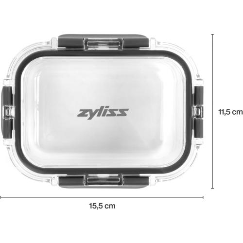 Zyliss Glass Container, Shatterproof Glass, Airtight Food Storage Box with Sealable Lid, Microwave Safe, BPA Free Lid, Freezer Safe, Fridge Storage, Food Container, 6.3in x 4.7in x 2, 12.5oz