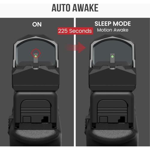 VOTATU PMD504-R Multiple Reticle Red Dot Sight Compatible with RMR Footprint and Picatinny Mount - Shake Awake 1x24mm Micro Reflex Sight 2 MOA Dot 62 MOA Circle Optic