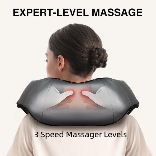 Nekteck Shiatsu Neck Massager with Heat for Pain Relief, Gray, NOT Cordless