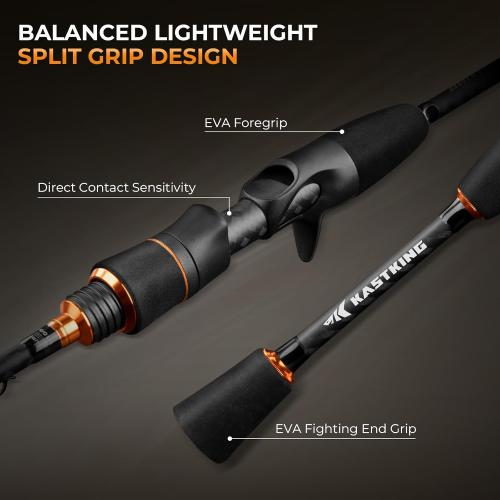 KastKing Zephyr Finesse Fishing Rods – BFS Baitcasting & Spinning Rods, IM6 Graphite, Extra Twin-Tip, 2pc & 3pc Travel Design, Ultra-Light Lure Casting, Stainless Steel Guides with Zirconium Rings