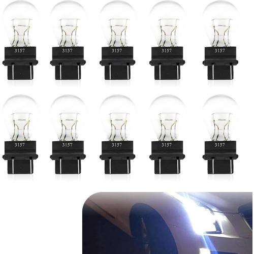 3157 Car Bulb, 12V Halogen Brake Light, Tail Light, Reverse Light, Turn Signal Bulb Replacement, Universal Fit for Most Cars (White)