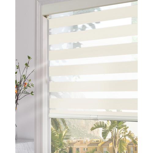 Persilux Blackout Zebra Blinds for Windows (34.5 W x 64 H, Beige) Cordless Zebra Shades for Indoor Windows, Sheer Shades Thermal Insulated Blinds with Upgraded Cassette, Window Shades for Home