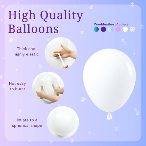 Frozen balloons, 60pcs 12 Inch Purple and Blue Balloons with Snowflake Confetti Balloons for Winter Theme Party Supplies Baby Shower Wedding Frozen Birthday Party Decorations