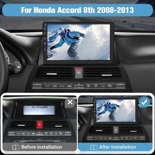 Android Car Radio Stereo for Honda Accord 2008 2009 2010 2011 2012 2013 Wireless CarPlay Andriod Auto 2G 64G with SWC WiFi GPS Navigation DSP BT FM with Backup Camera