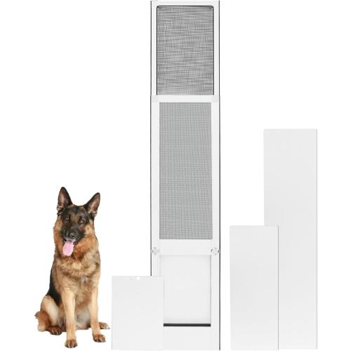 Dog Door for Sliding Door - Large Dog Door for Sliding Glass Door - Patio Sliding Door Dog Door Insert - Easy Installation, Security Lock, Weather Proof Panel